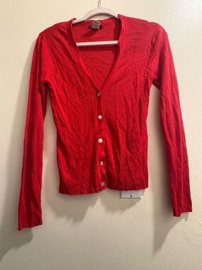 henri bendel Red Silk Ribbed Top